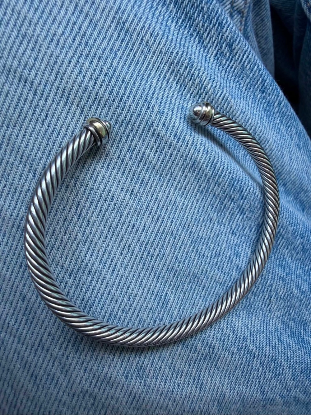 David Yurman Silver-Tone Cable Cuff Bracelet